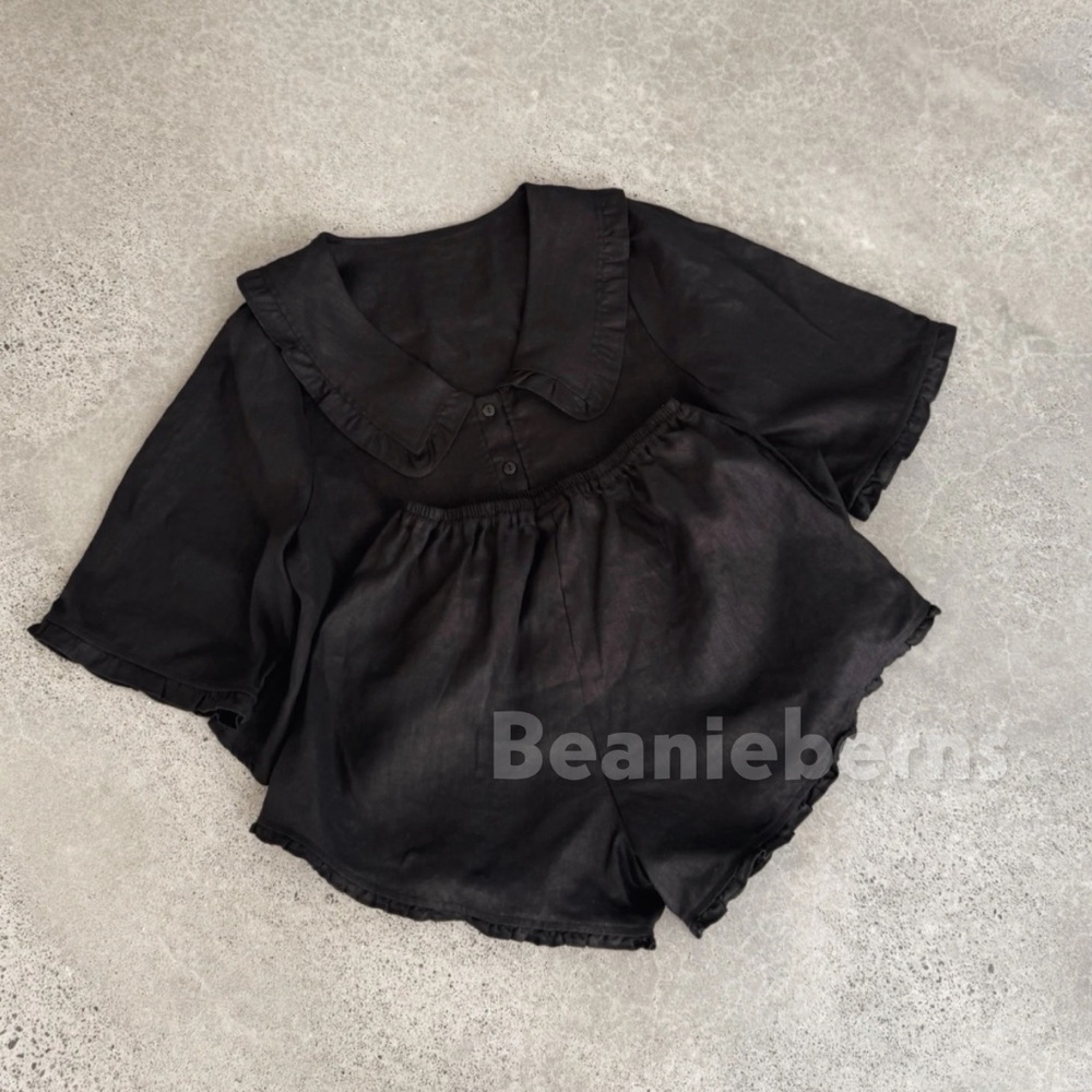 NWT Marlow and Mae 100% Linen Sylvie Blouse in Black Size S - Picture 8 of 11